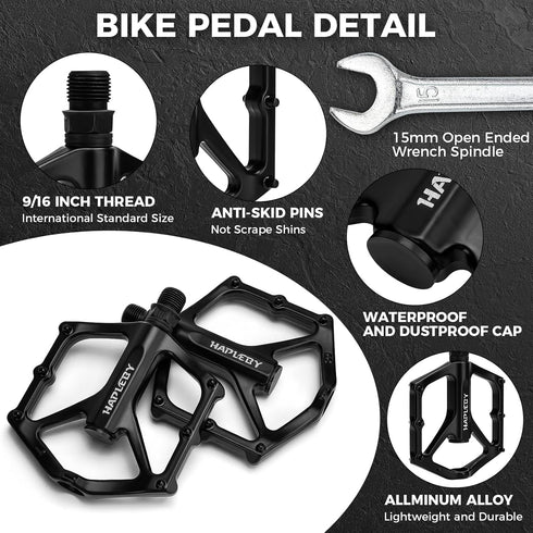 Premium Bike Pedals of 9/16 Inch, Professional Mountain and Road Bike Flat Pedal with 2 Sealed Bearings, Wide Paltform and Lightweight of Bicycle ...